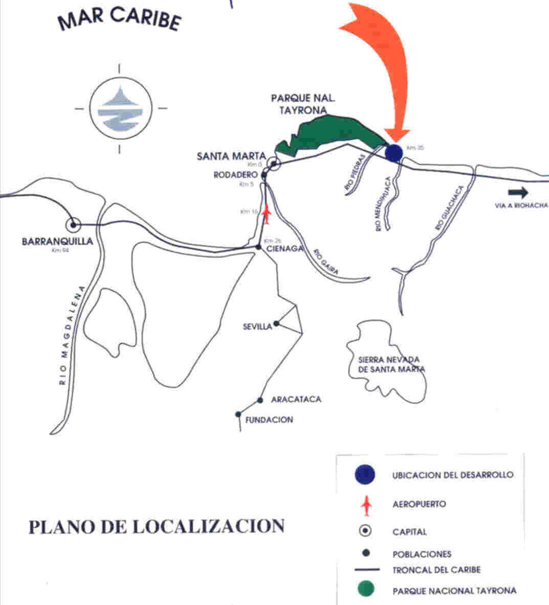 Localizalizacion del Parque Tayrona Santa Marta Colombia